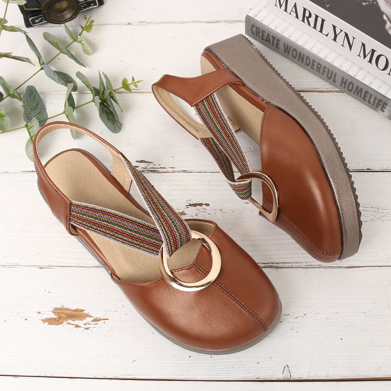 Kvinnor Casual Elastiskt Band Metal Hole Flats