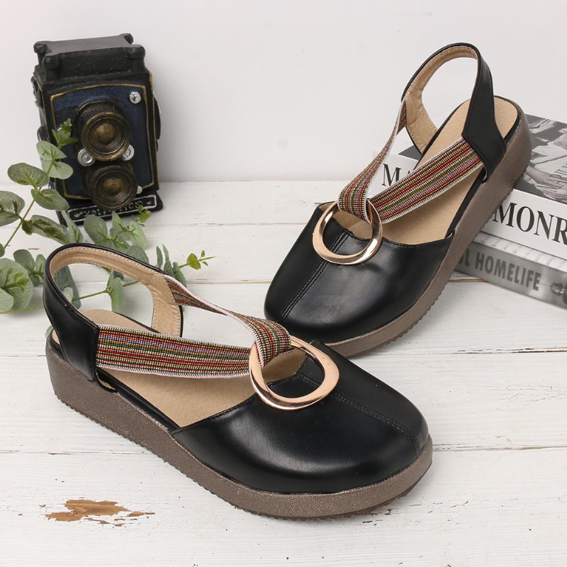 Kvinnor Casual Elastiskt Band Metal Hole Flats