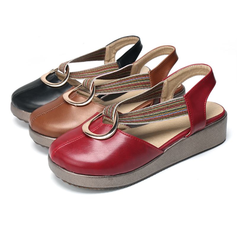 Kvinnor Casual Elastiskt Band Metal Hole Flats