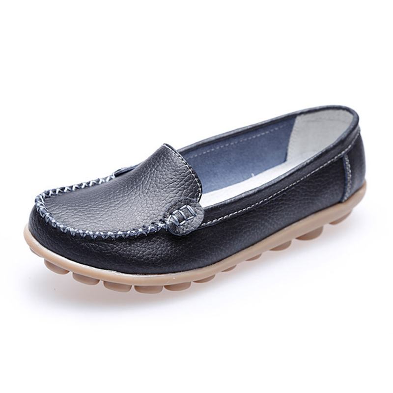 Kvinnor Casual Flats Rund Tå Loafers Mjuk Sula Slip On Flat Loafers