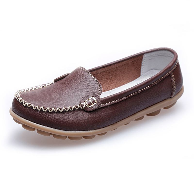 Kvinnor Casual Flats Rund Tå Loafers Mjuk Sula Slip On Flat Loafers