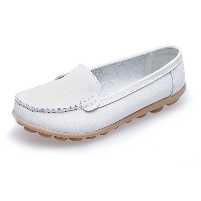 Kvinnor Casual Flats Rund Tå Loafers Mjuk Sula Slip On Flat Loafers