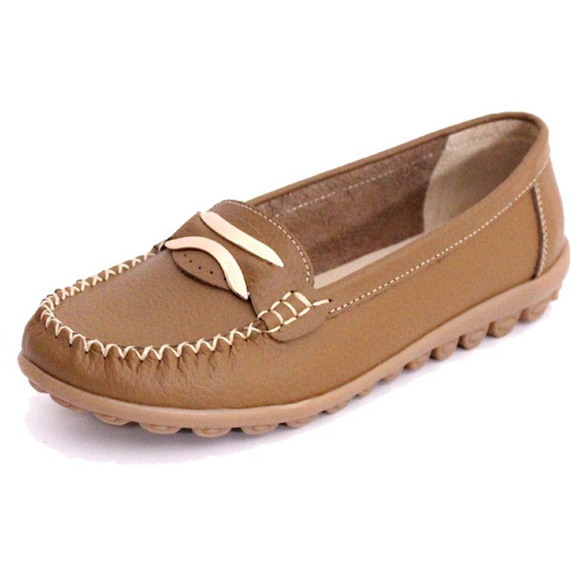 Kvinnor Casual Höst Flats Runda Tå Skor Mjuk Botten Flat Loafers