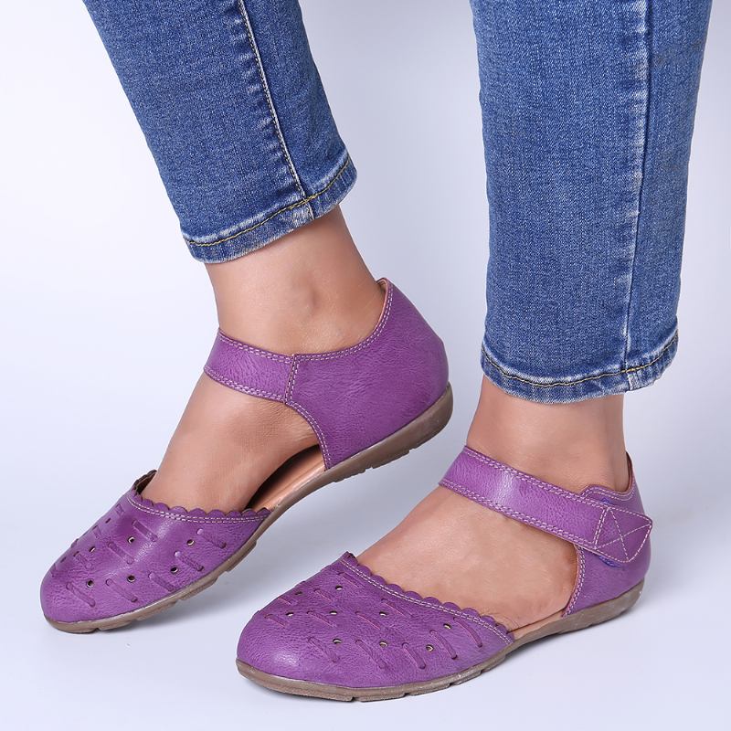 Kvinnor Casual Hollow Out Hoop Loop Flats