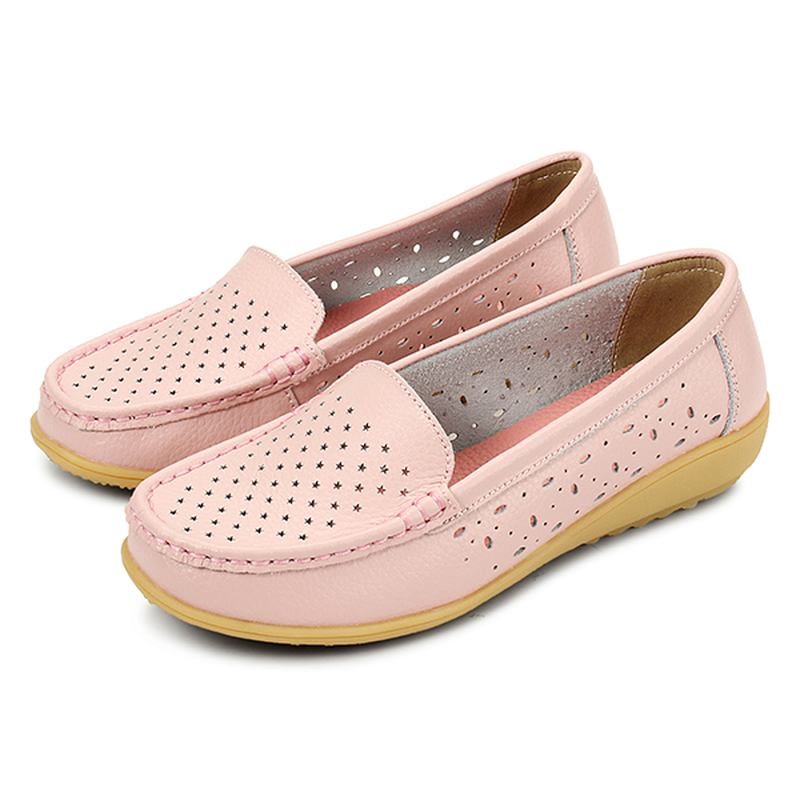 Kvinnor Casual Hollow Out Mjuk Bekväm Sommar Slip On Outdoor Flats Loafer Skor