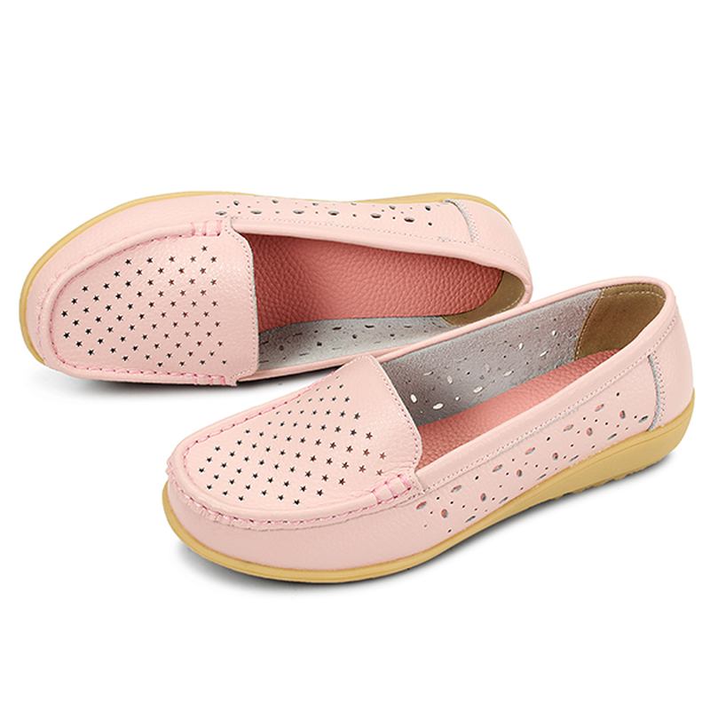 Kvinnor Casual Hollow Out Mjuk Bekväm Sommar Slip On Outdoor Flats Loafer Skor