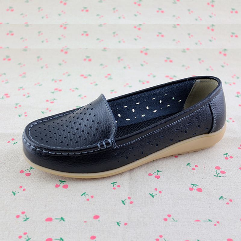 Kvinnor Casual Hollow Out Mjuk Bekväm Sommar Slip On Outdoor Flats Loafer Skor