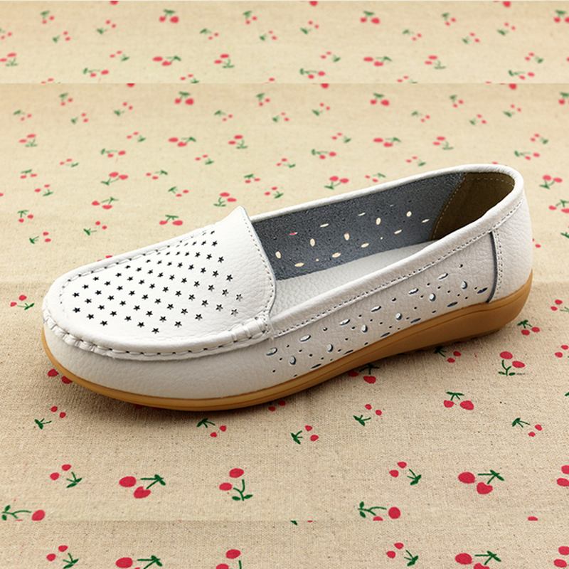 Kvinnor Casual Hollow Out Mjuk Bekväm Sommar Slip On Outdoor Flats Loafer Skor