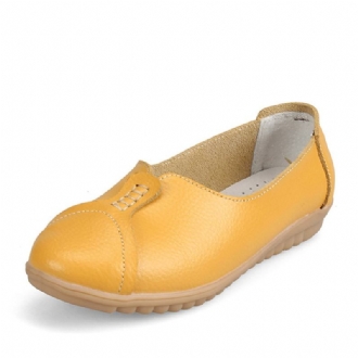 Kvinnor Casual Mjukt Läder Platta Skor Driving Slip-ons Bekväma Loafers