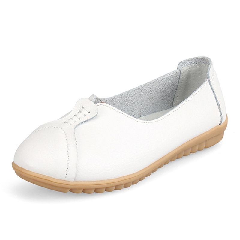 Kvinnor Casual Mjukt Läder Platta Skor Driving Slip-ons Bekväma Loafers