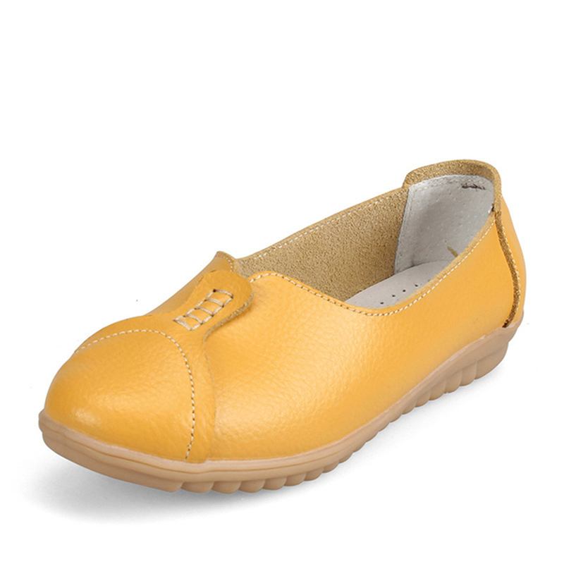 Kvinnor Casual Mjukt Läder Platta Skor Driving Slip-ons Bekväma Loafers