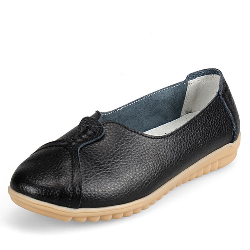 Kvinnor Casual Mjukt Läder Platta Skor Driving Slip-ons Bekväma Loafers