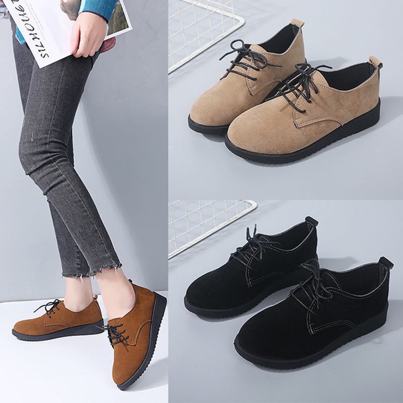 Kvinnor Casual Ren Färg Lace Up Flats