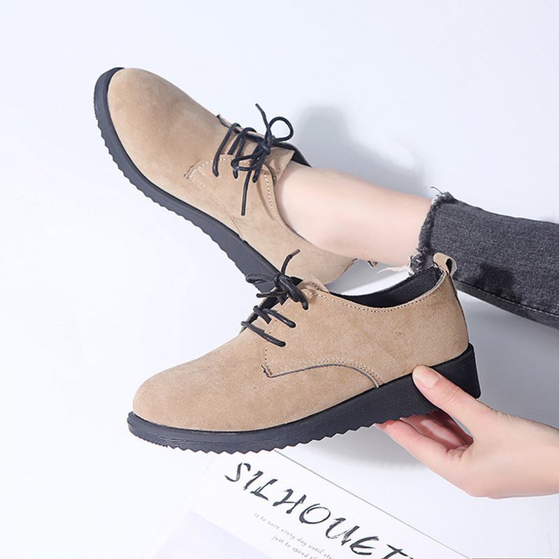 Kvinnor Casual Ren Färg Lace Up Flats