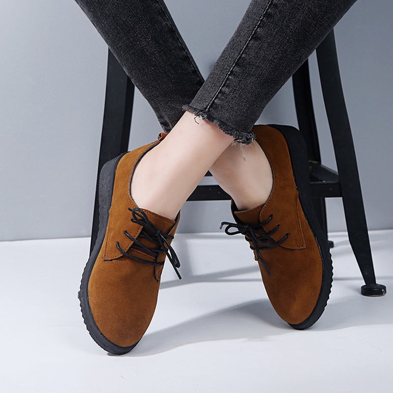 Kvinnor Casual Ren Färg Lace Up Flats