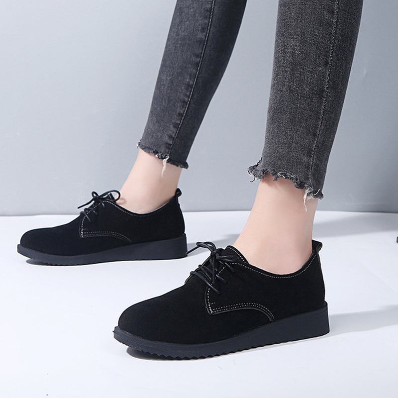 Kvinnor Casual Ren Färg Lace Up Flats