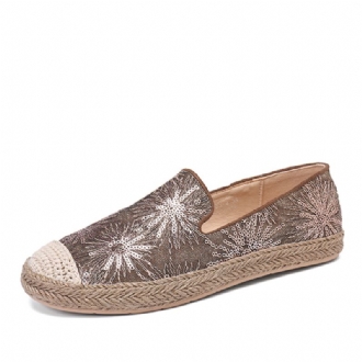 Kvinnor Casual Sequined Blommor Mönster Espadrille Flats Loafers