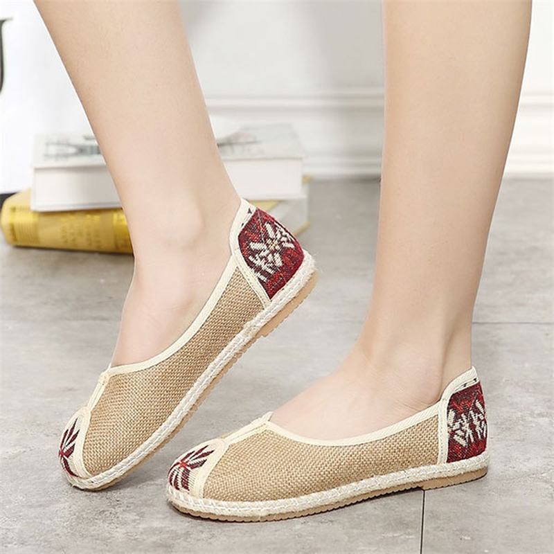 Kvinnor Casual Slip On Lin Outdoor Flat Loafers