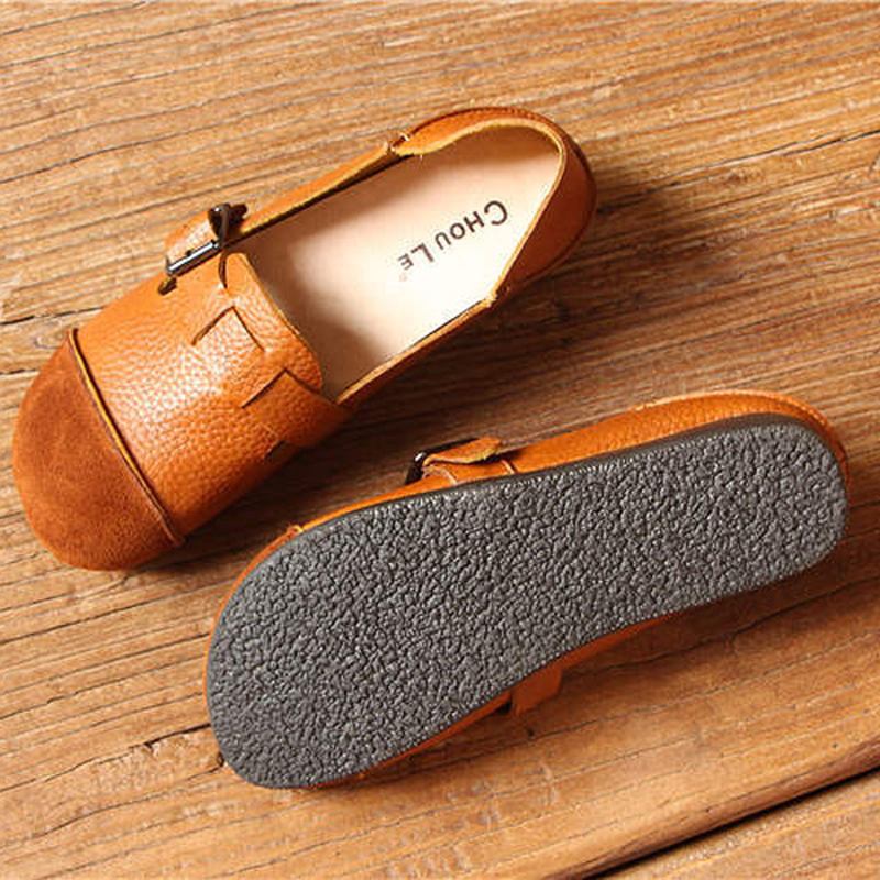 Kvinnor Casual Slip On Soft Leather Shoes Outdoor Low Top Flat Loafers