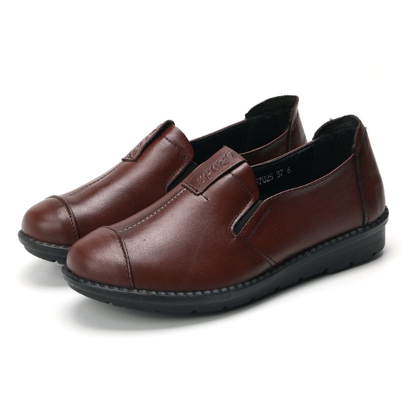 Kvinnor Casual Soft Sole Slip On Leather Loafers