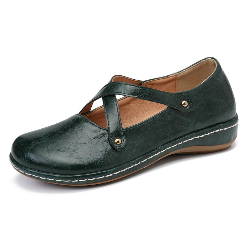 Kvinnor Cross Strap Enfärgade Casual Flats