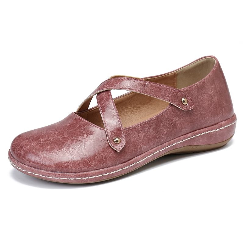 Kvinnor Cross Strap Enfärgade Casual Flats