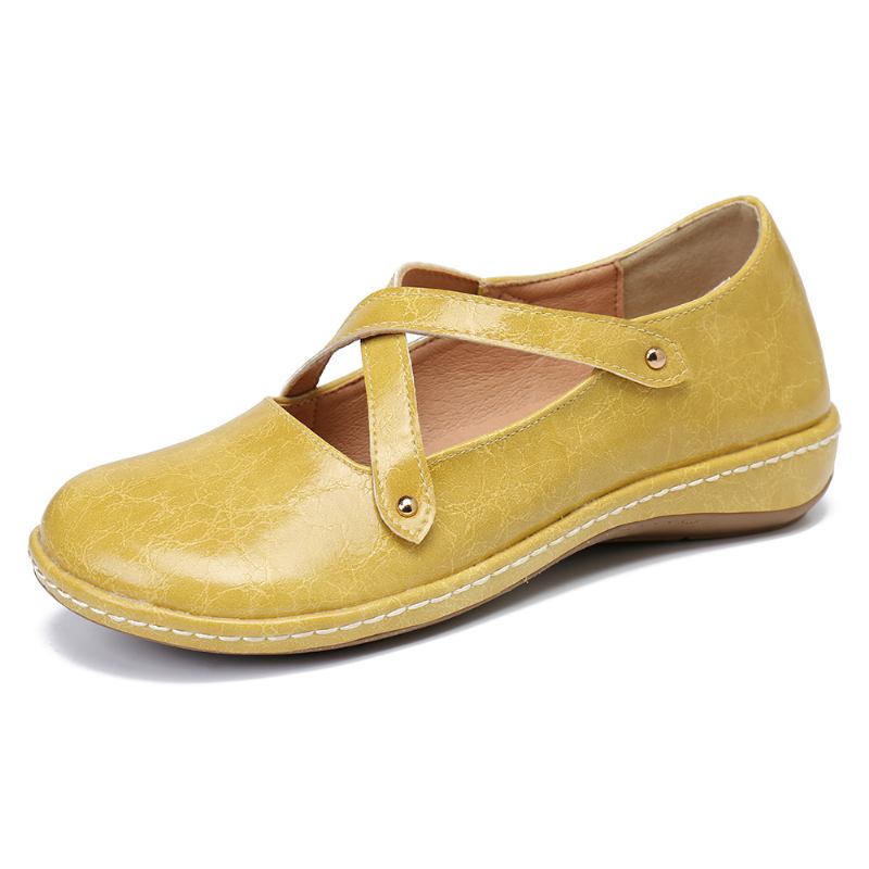 Kvinnor Cross Strap Enfärgade Casual Flats