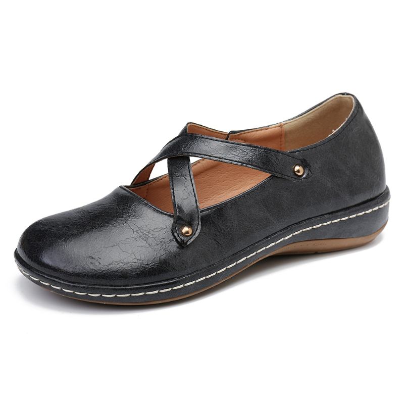 Kvinnor Cross Strap Enfärgade Casual Flats