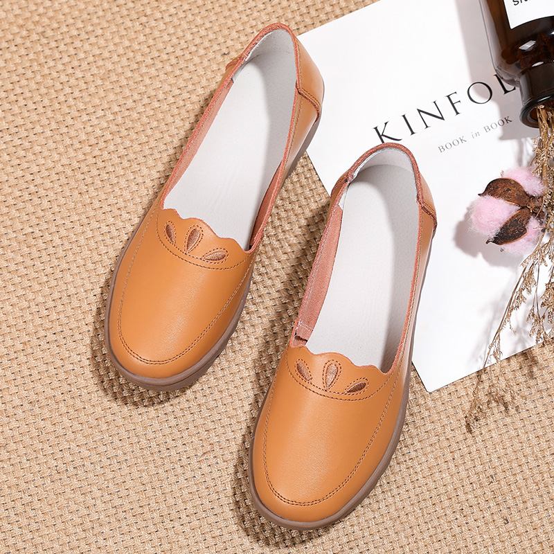 Kvinnor Daglig Rund Tå Mjuk Enfärgad Flat Loafers Skor