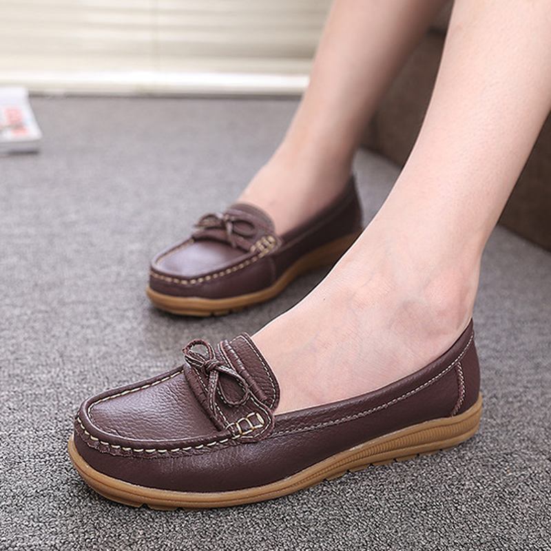 Kvinnor Flat Slip On Casual Soft Outdoor Runda Toe Flat Loafers Skor