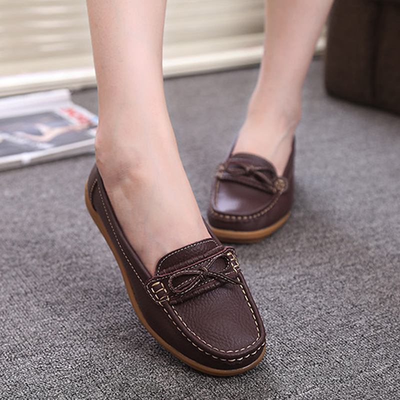 Kvinnor Flat Slip On Casual Soft Outdoor Runda Toe Flat Loafers Skor