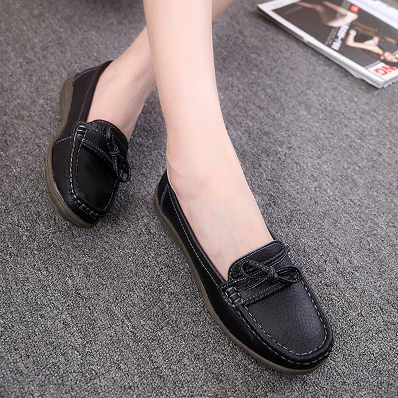 Kvinnor Flat Slip On Casual Soft Outdoor Runda Toe Flat Loafers Skor