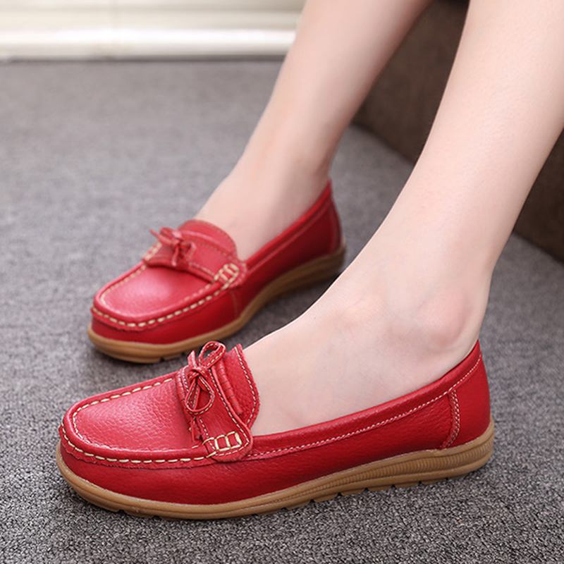 Kvinnor Flat Slip On Casual Soft Outdoor Runda Toe Flat Loafers Skor