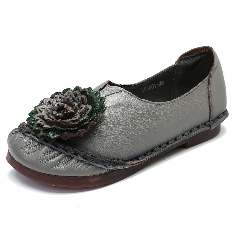 Kvinnor Folkways Stricing Blommor Mjuk Sula Casual Flat Loafers