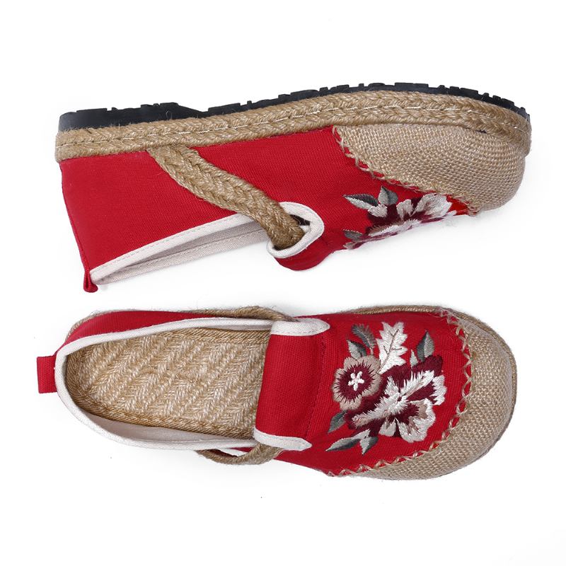 Kvinnor Gamla Peking Blommor Broderi Casual Espadrille Loafers