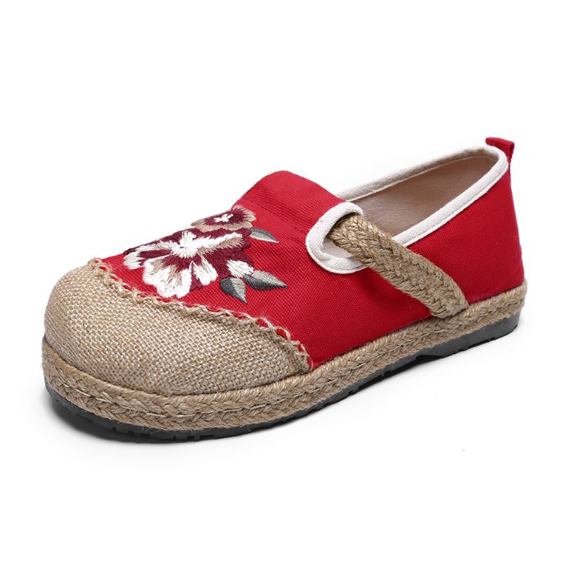 Kvinnor Gamla Peking Blommor Broderi Casual Espadrille Loafers