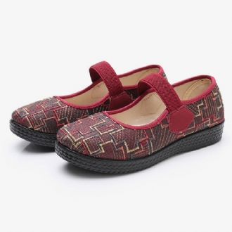 Kvinnor Gamla Peking-tyg Elastisk Slip On Resistant Loafers