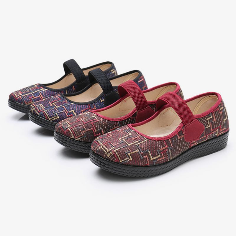 Kvinnor Gamla Peking-tyg Elastisk Slip On Resistant Loafers