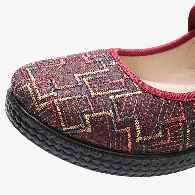 Kvinnor Gamla Peking-tyg Elastisk Slip On Resistant Loafers