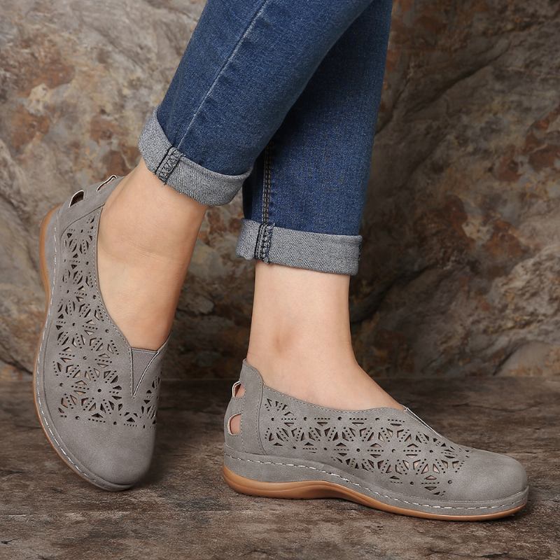 Kvinnor Ihåliga Halkbeständiga Elastiska Band Slip On Casual Flats