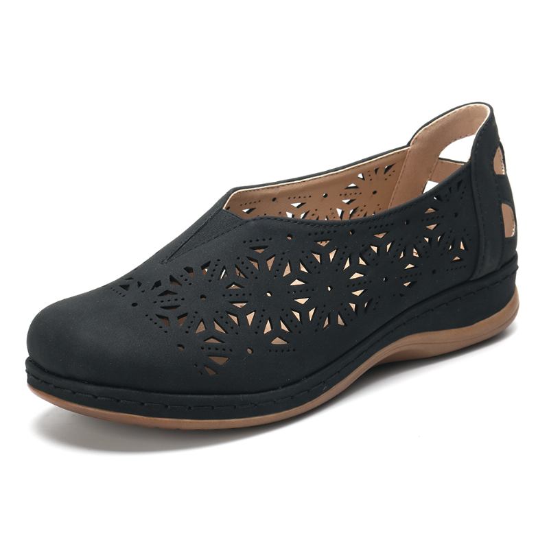 Kvinnor Ihåliga Halkbeständiga Elastiska Band Slip On Casual Flats