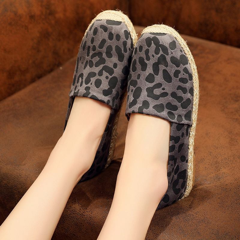 Kvinnor Leopardtryck Lättvikt Casual Slip On Espadrille Flats