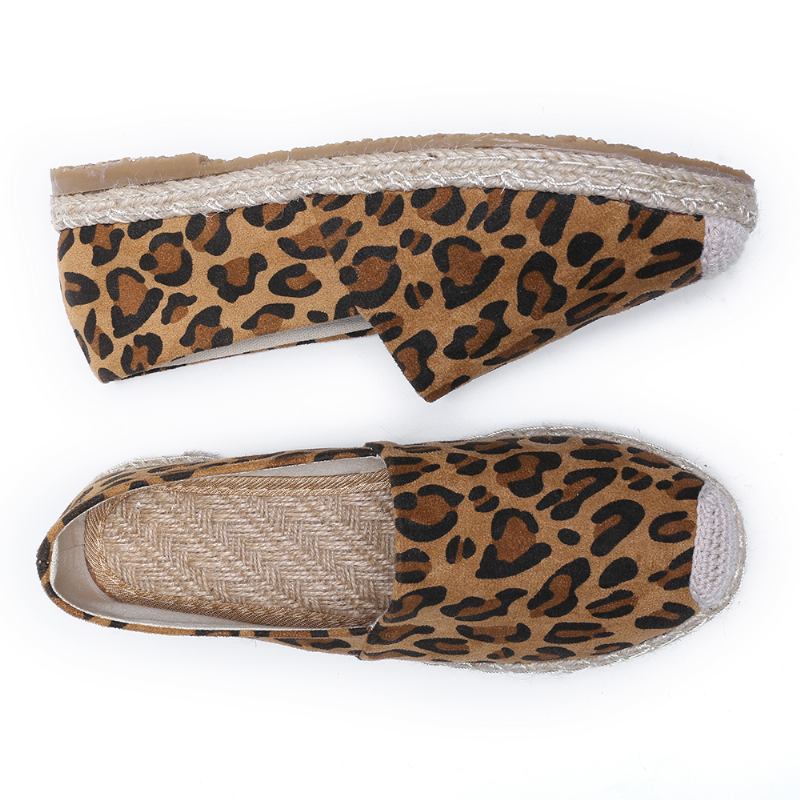 Kvinnor Leopardtryck Lättvikt Casual Slip On Espadrille Flats