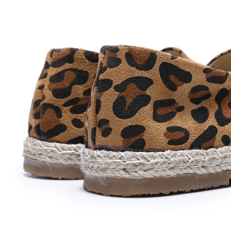 Kvinnor Leopardtryck Lättvikt Casual Slip On Espadrille Flats