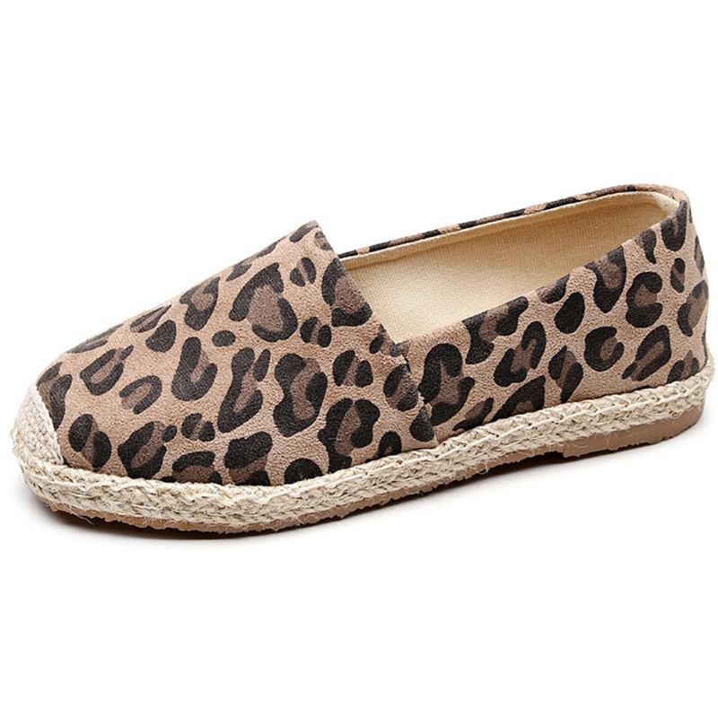 Kvinnor Leopardtryck Lättvikt Casual Slip On Espadrille Flats