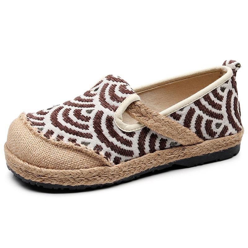 Kvinnor Linne Bärbar Rund Tå Casual Espadrille Flat Loafers