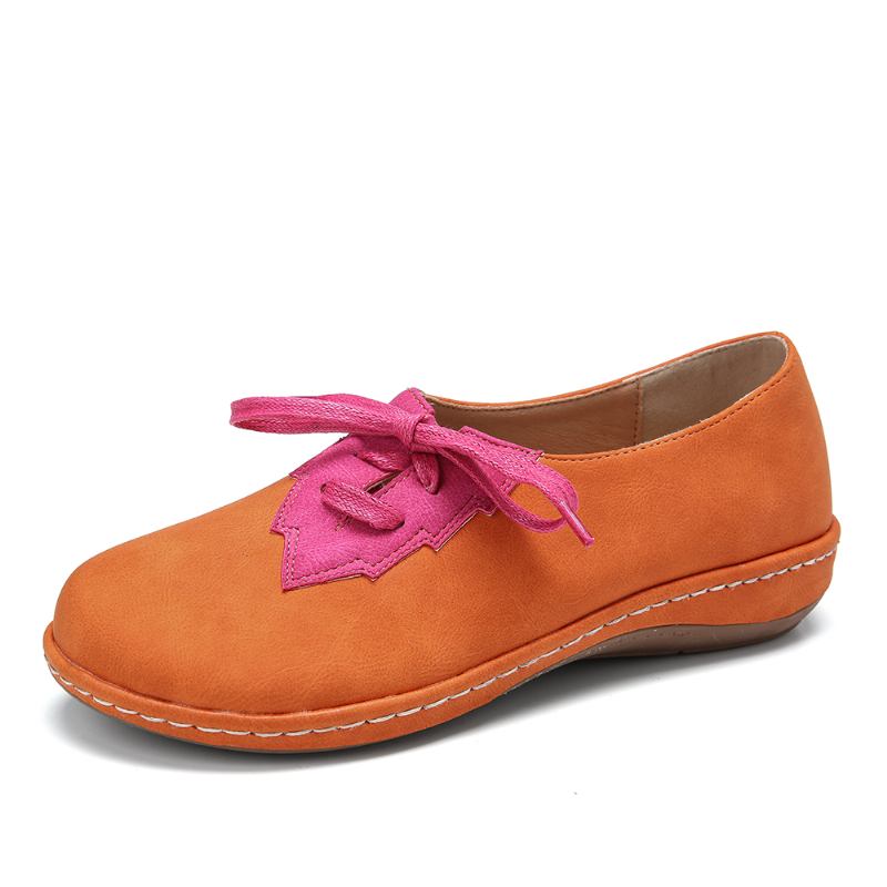 Kvinnor Löv Splicing Dekor Halkfria Casual Flats