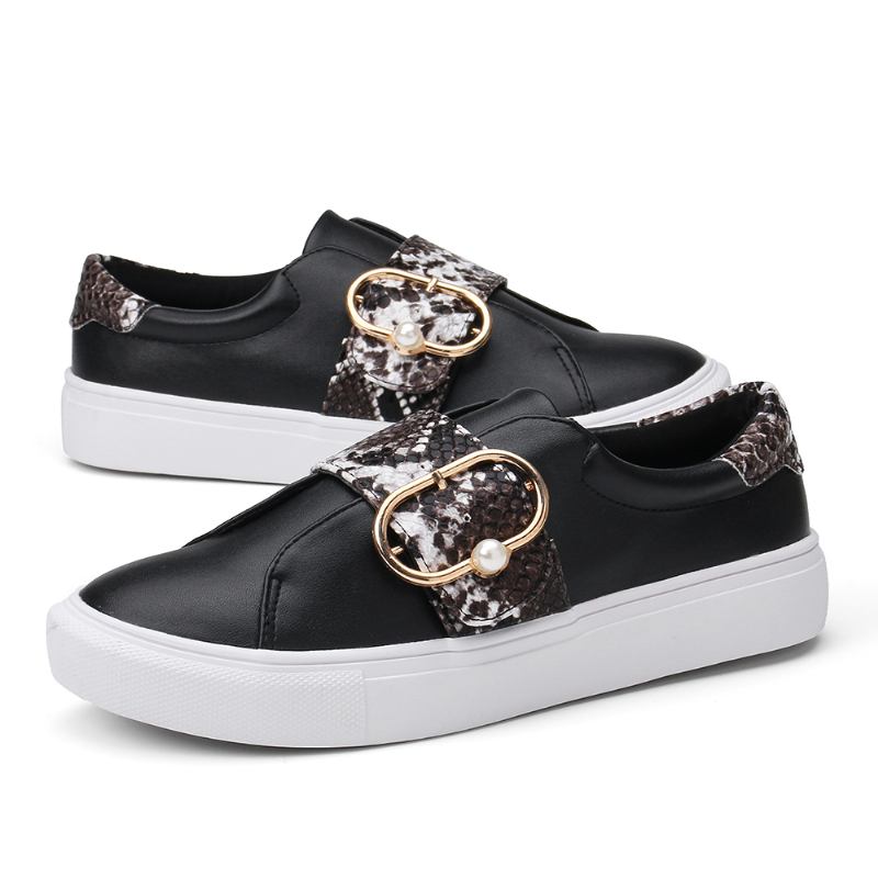 Kvinnor Metal Spänne Snake Med Tryck Casual Flats