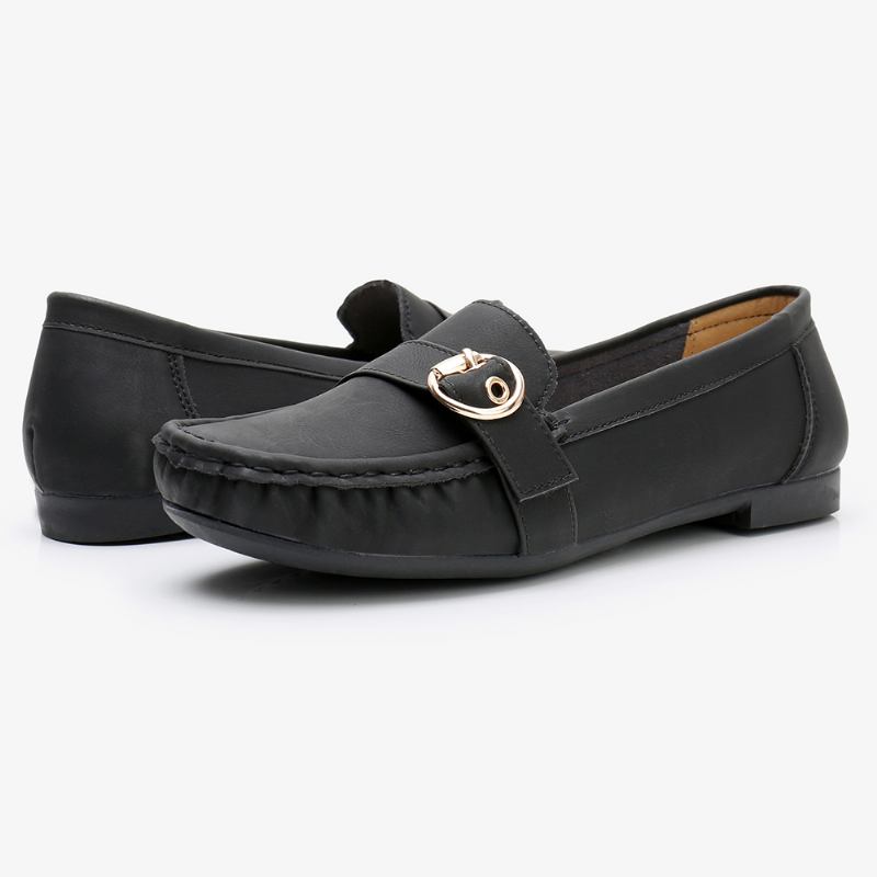 Kvinnor Mjuk Sula Metallspänne Slip På Casual Daily Flats