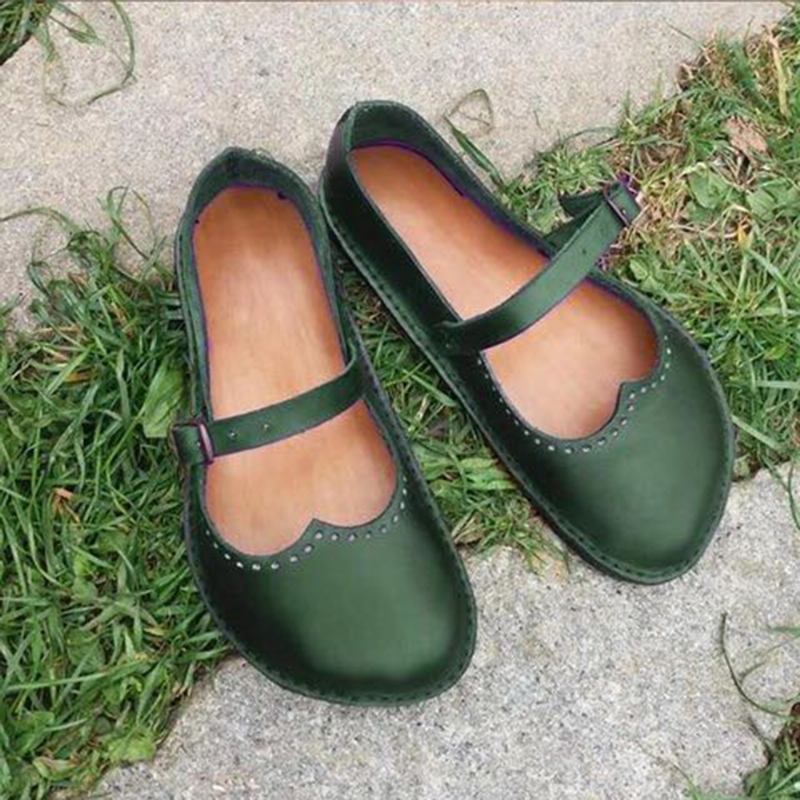 Kvinnor Retro Stor Storlek Spänne Casual Spring Flats Loafers